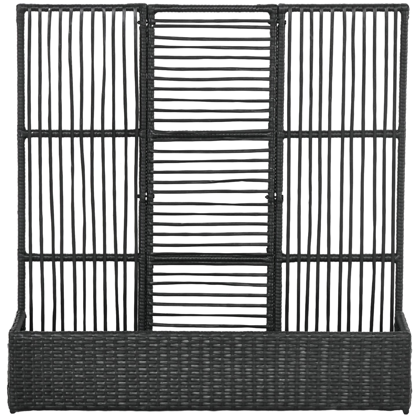 Raised Garden Bed with Lattice Trellis, Rattan Outdoor Planter with Storage for Garden, Patio, Balcony, Black