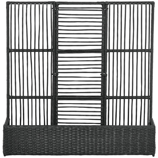 Raised Garden Bed with Lattice Trellis, Rattan Outdoor Planter with Storage for Garden, Patio, Balcony, Black