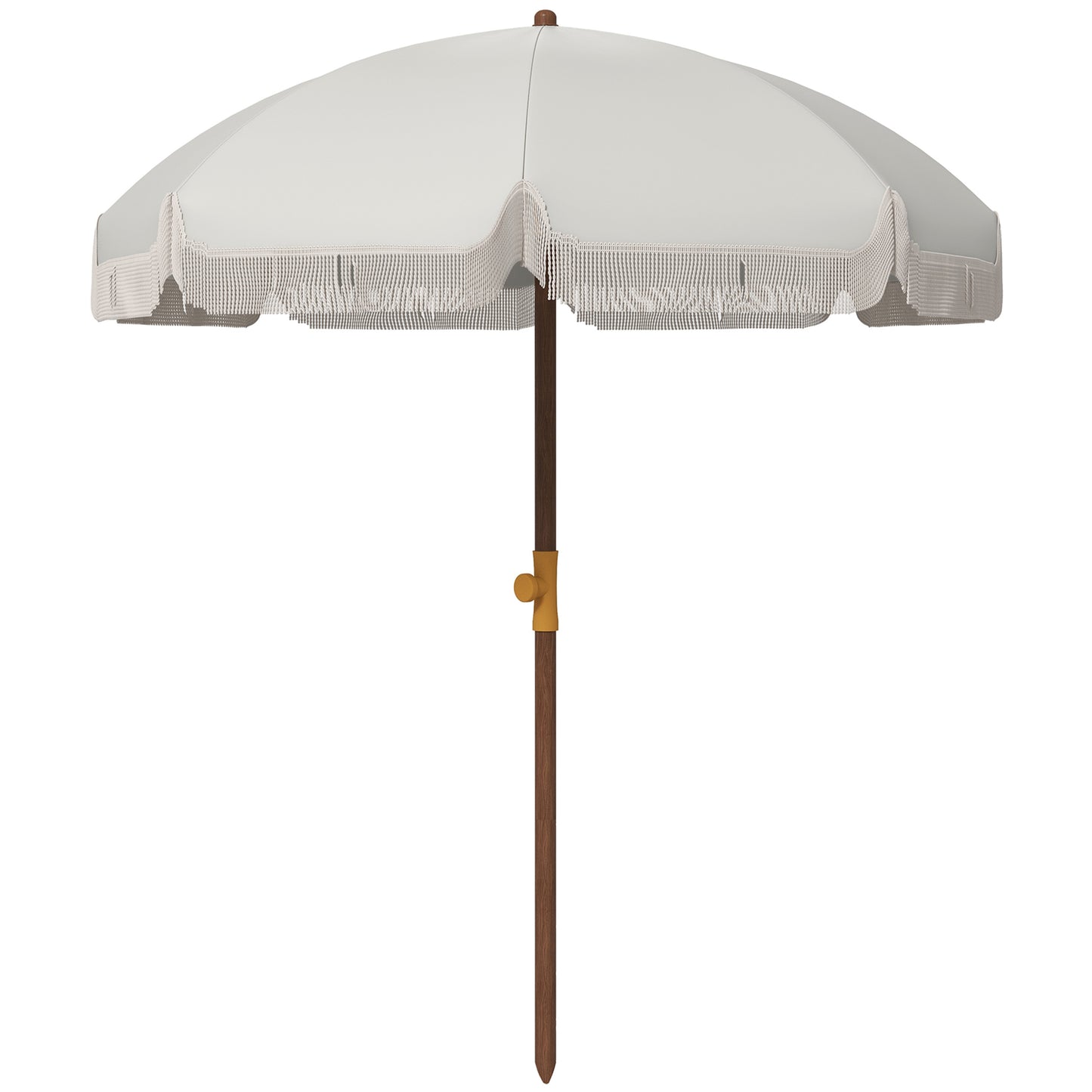 6.2' Beach Umbrella for Travel, Vent, Ruffles, Carry Bag, Portable Outdoor Umbrella for Garden, Light Grey