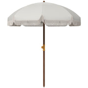 6.2' Beach Umbrella for Travel, Vent, Ruffles, Carry Bag, Portable Outdoor Umbrella for Garden, Light Grey