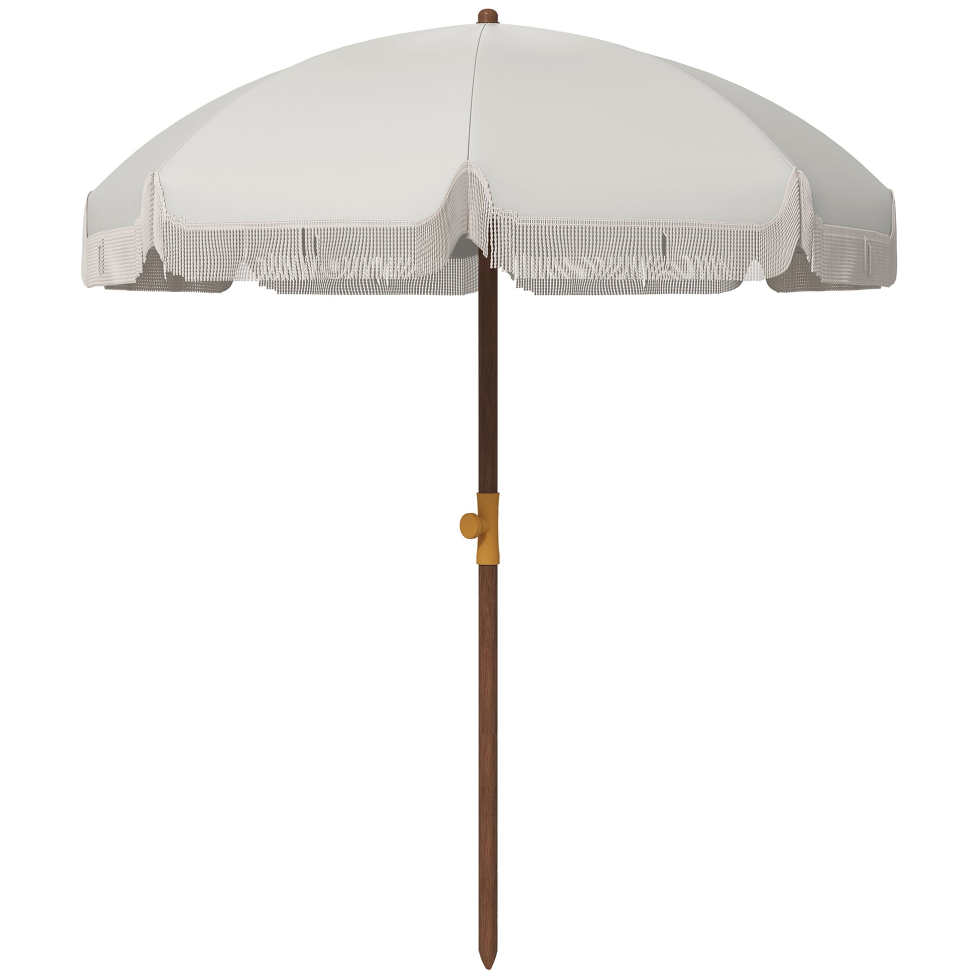 6.2' Beach Umbrella for Travel, Vent, Ruffles, Carry Bag, Portable Outdoor Umbrella for Garden, Light Grey