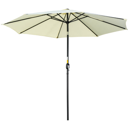 10' x 8' Round Market Umbrella, Patio Umbrella with Crank Handle and Tilt, Outdoor Parasol for Garden, Beige