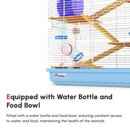 5 Tiers Hamster Cage Portable with Exercise Wheels Play Tube Water Bottle Dishes House Ladder for Gerbils, Green