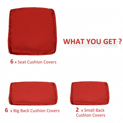 Outdoor 14pc Patio Rattan Sofa Set Cushion Polyester Cover Replacement Set - No Cushion Included Red