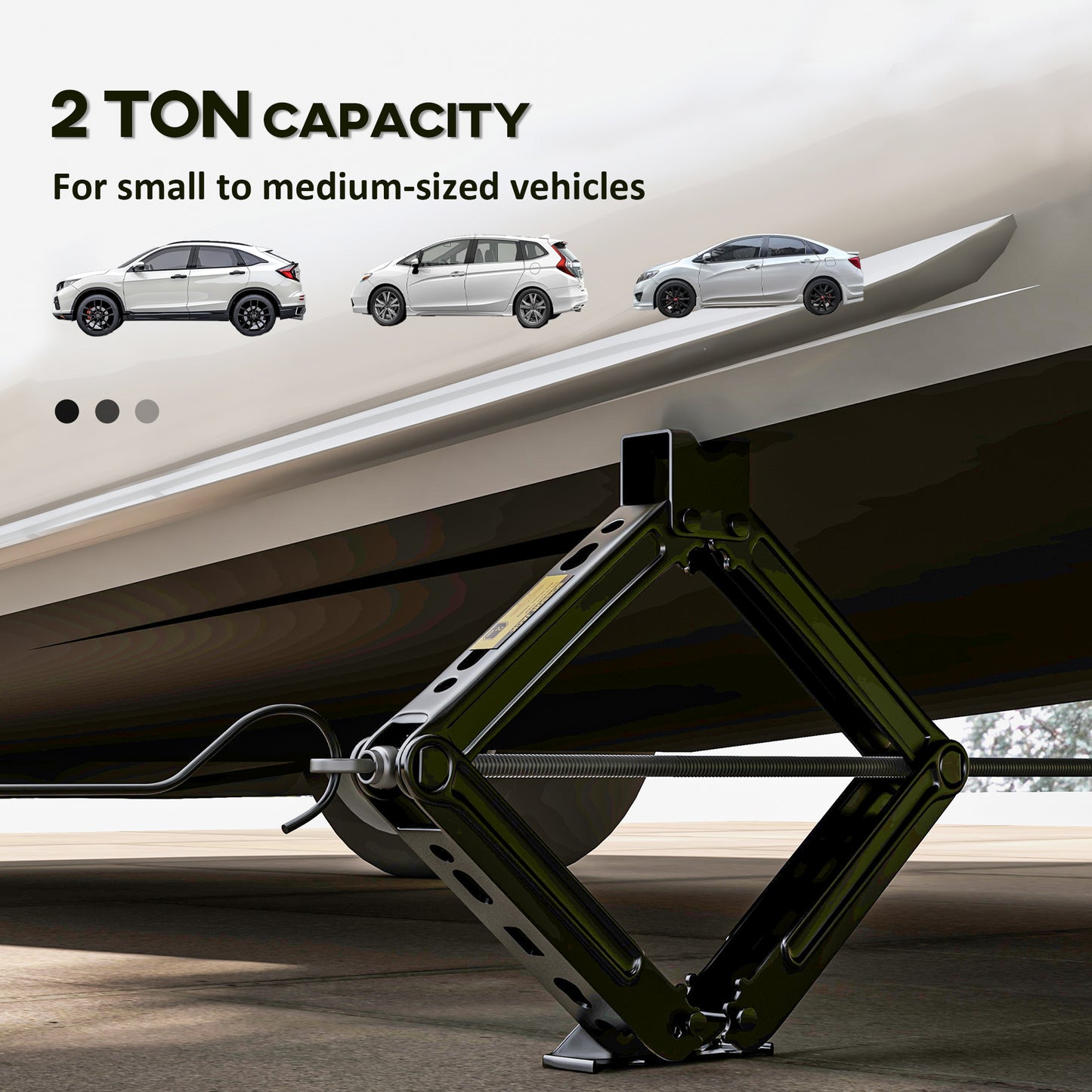 Steel Car Jack, Portable Scissor Jack, 2 Ton (4400 lbs) Capacity for Auto Sedan SUV MPV Tire Changes & Repairs, Black