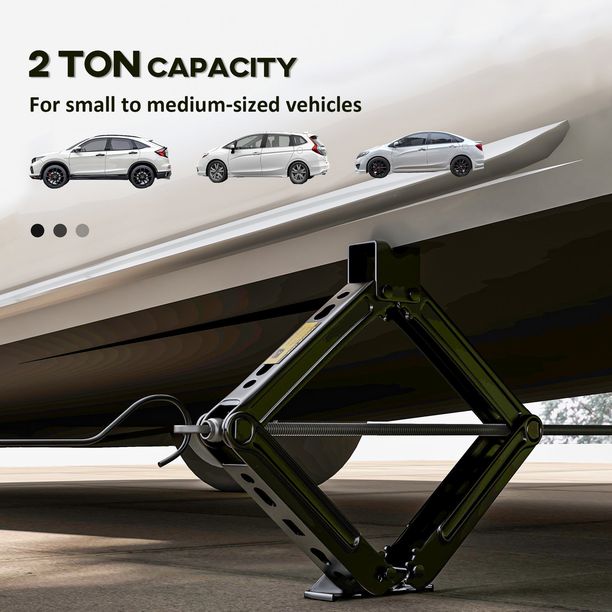 Steel Car Jack, Portable Scissor Jack, 2 Ton (4400 lbs) Capacity for Auto Sedan SUV MPV Tire Changes & Repairs, Black