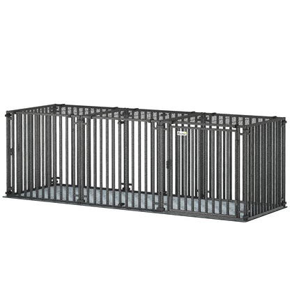 83 Inch Heavy Duty Dog Crate, Extra Large Metal Dog Cage Kennel with Mat for Large Breeds, Modular Puppy Playpen