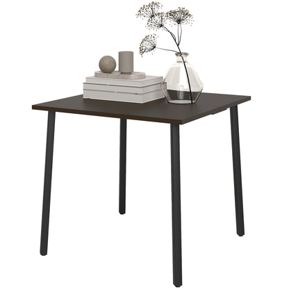 Patio Dining Table with Umbrella Hole for 4 People, Aluminium Legs, for Backyard Lawn Balcony, 31.5" x 31.5", Brown