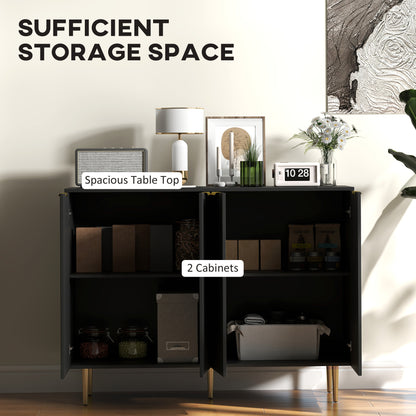 Modern Kitchen Storage Cabinet, Sideboard Buffet Cabinet with Adjustable Shelves for Hallway, Black