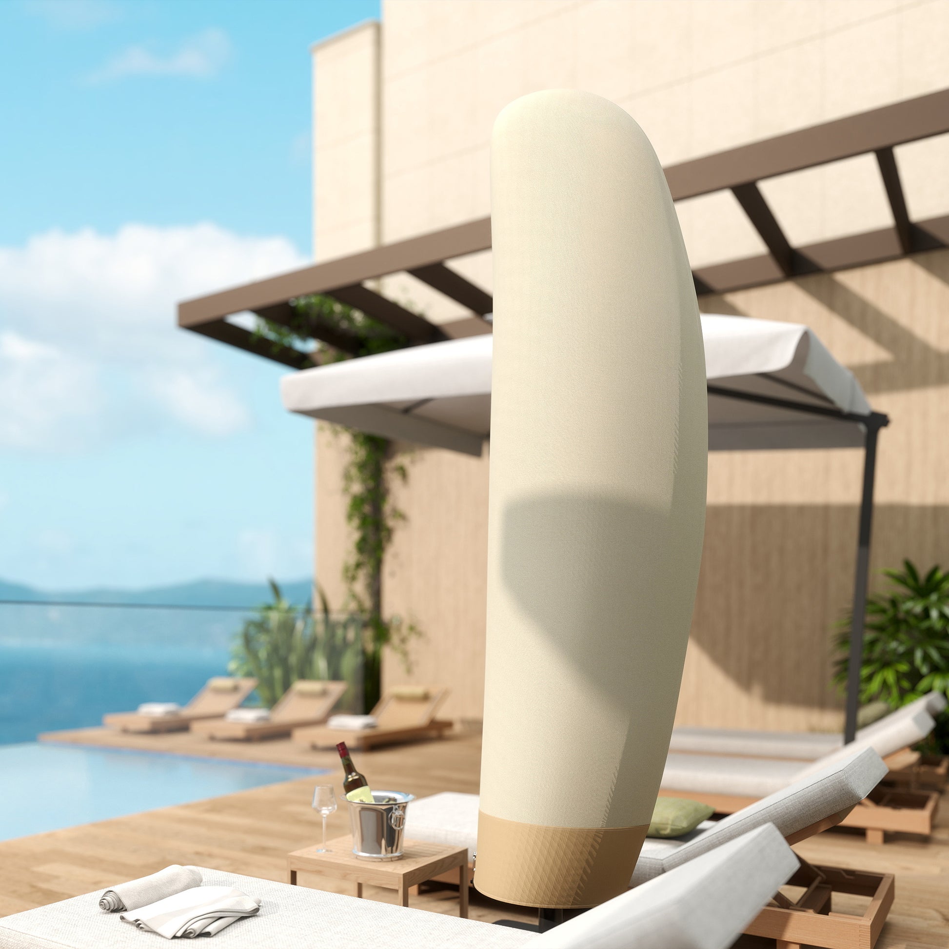 87-Inch Patio Umbrella Cover for for 10ft to 13ft Outdoor Offset Umbrella, Beige and Coffee