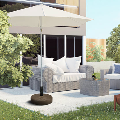 Umbrella Base, Heavy Duty Fillable Base Holder with Steel Pole, Round Parasol Stand for Patio, Outdoor, Backyard, Brown