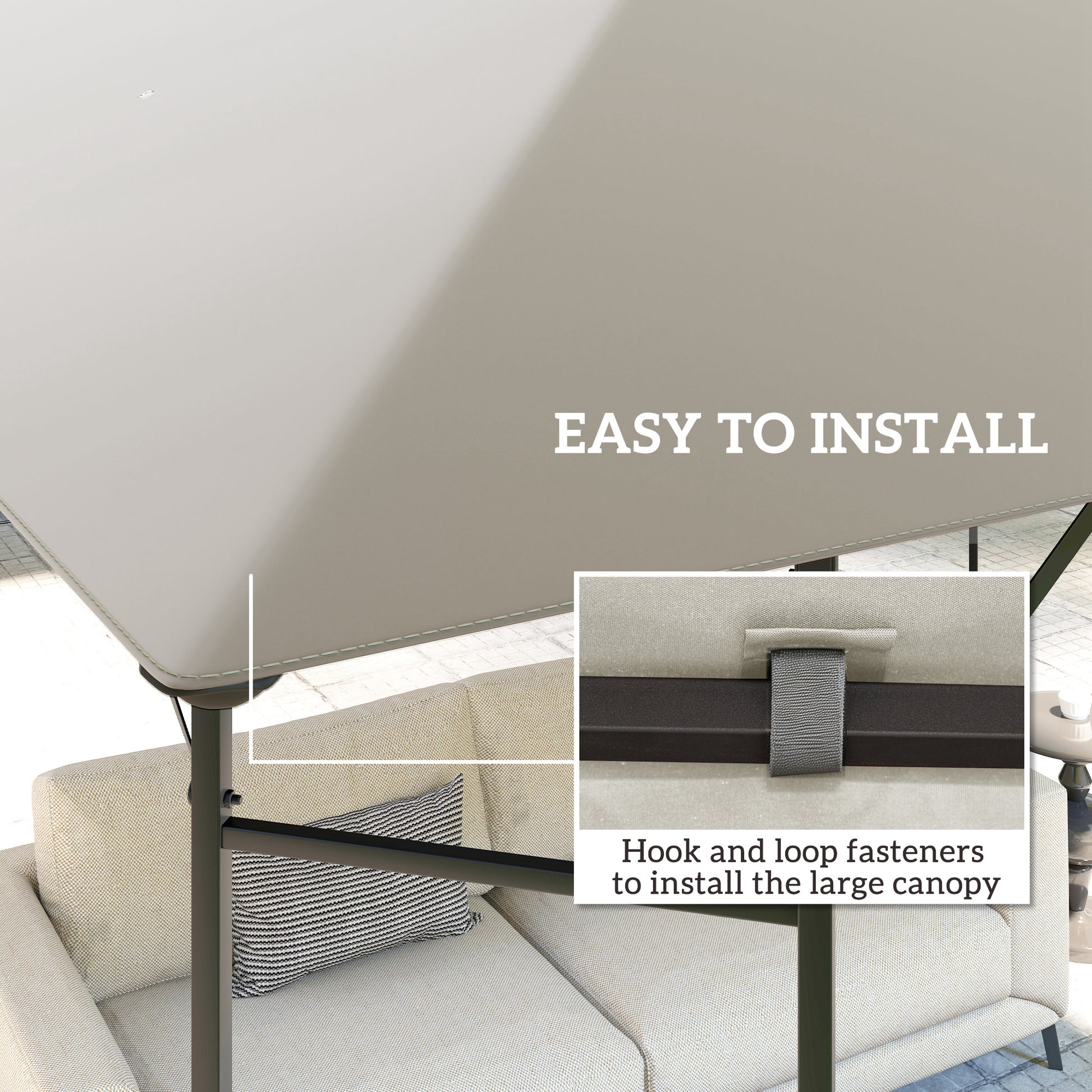 10' x 10' Gazebo Canopy Replacement Cover, Garden Gazebo Roof Replacement, UPF30+, TOP COVER ONLY, Grey