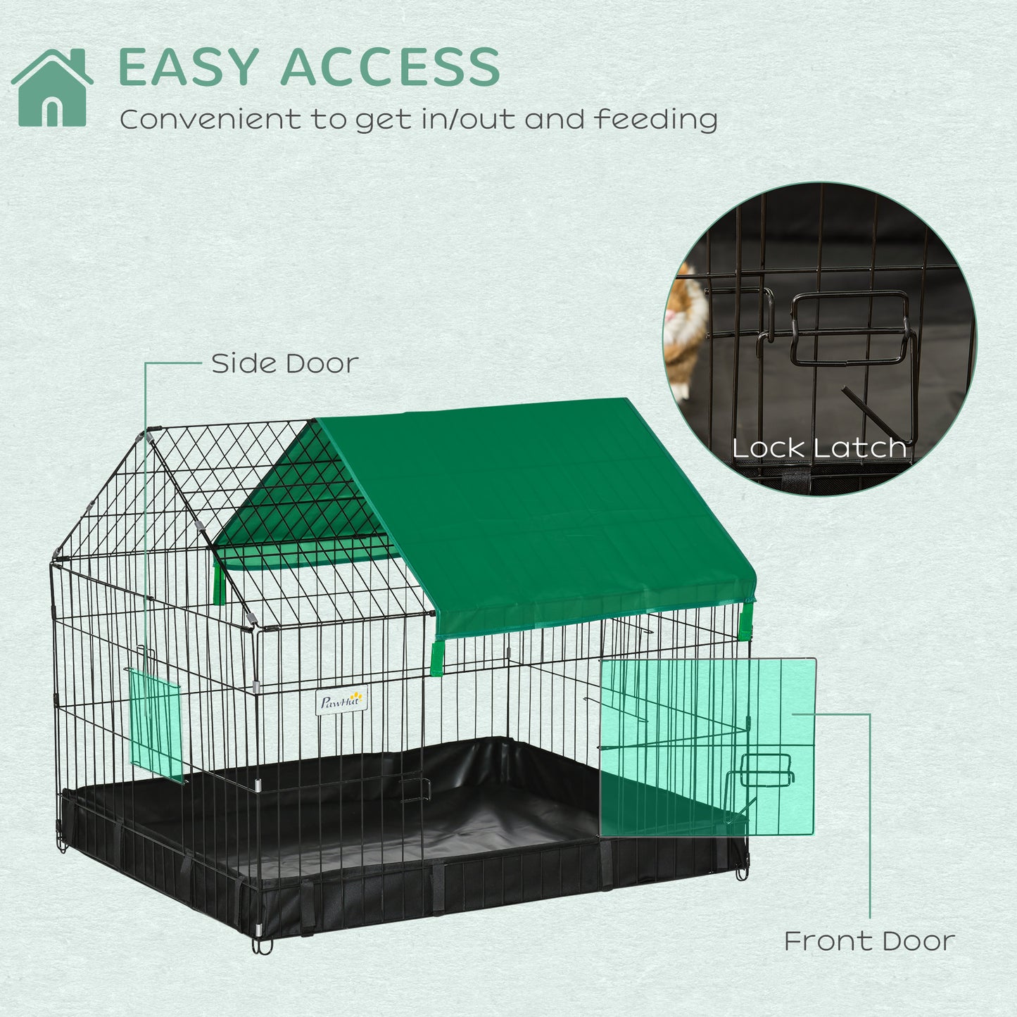 Metal Outdoor Small Animal Cage for Rabbits and Cats, Black