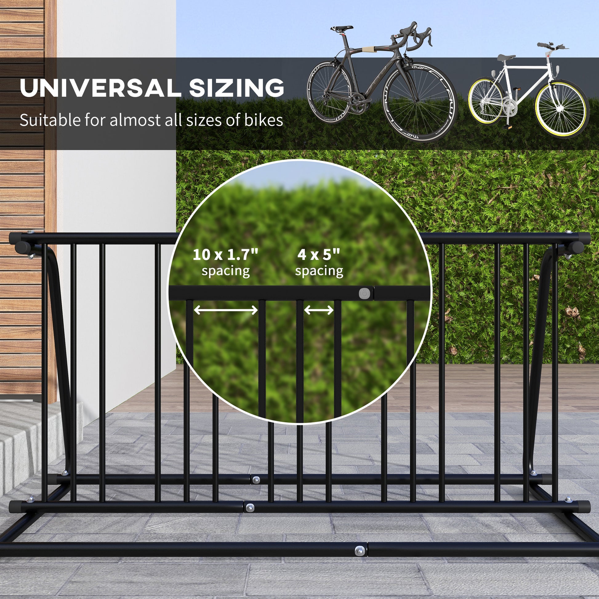 All-Steel Bike Rack, 61" Bike Stand, 6-Bike Capacity, Dual-Side, for Garages Streets Yards Schools