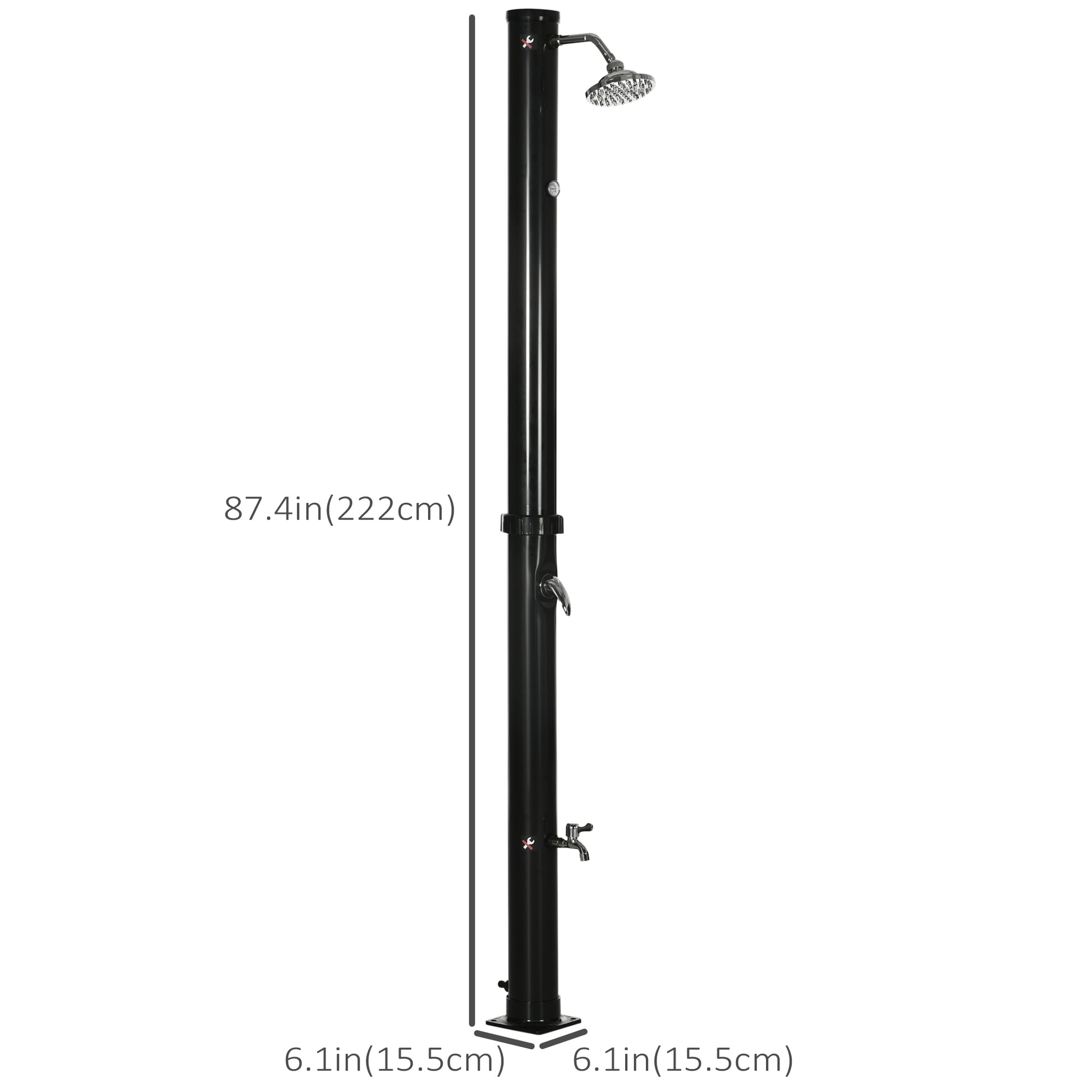 5.3 Gallons Solar Shower with Rotating Rainfall, Temperature Adjustment, 2 Section Outdoor Shower for Backyard, Black