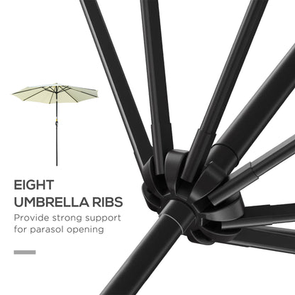 10' x 8' Round Market Umbrella, Patio Umbrella with Crank Handle and Tilt, Outdoor Parasol for Garden, Beige
