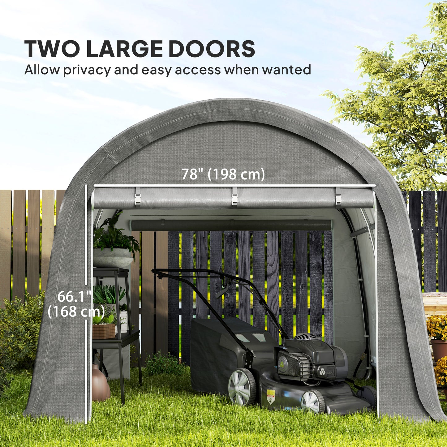 10' x 10' Outdoor Storage Tent, Heavy Duty and Waterproof Portable Shed for Bike, Motorcycle & Garden Tools, Light Grey