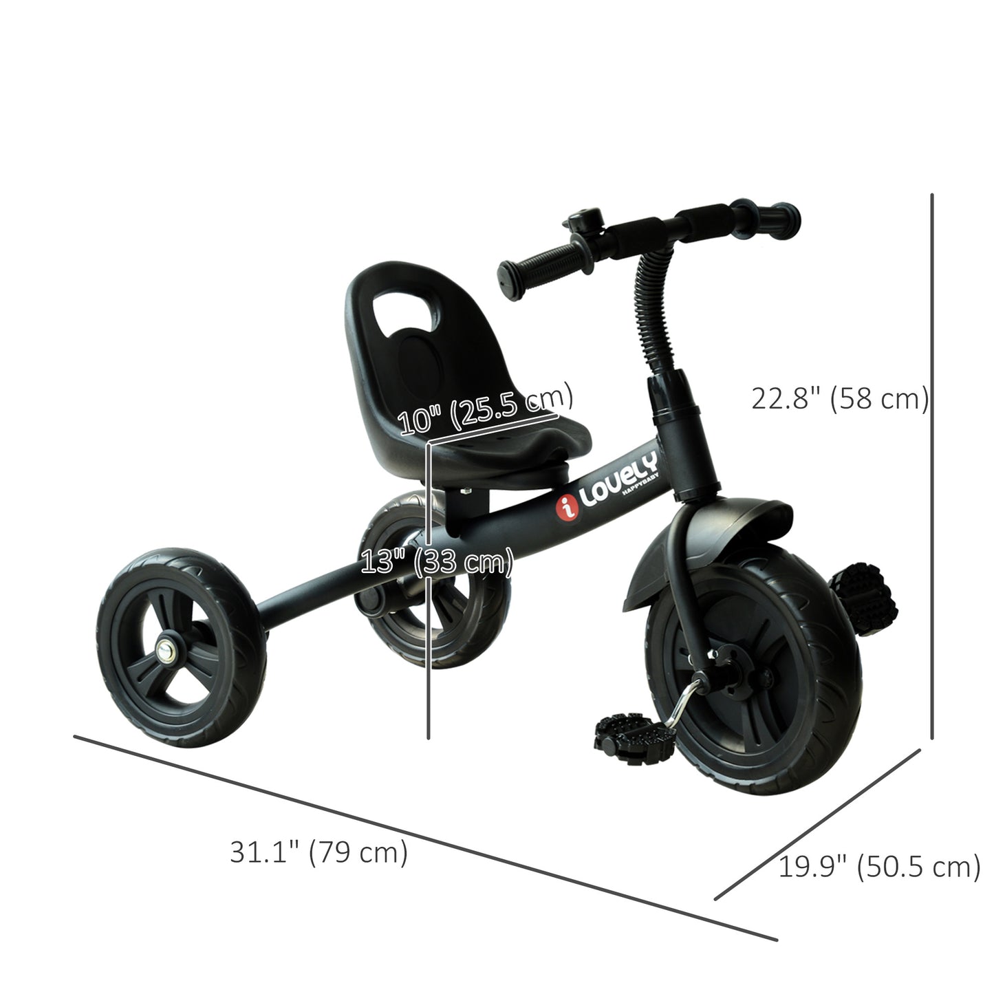 Qaba Kids Tricycle for Children Ages 18+ Months, Indoor Outdoor Toddler Trike for Boy and Girl Birthday