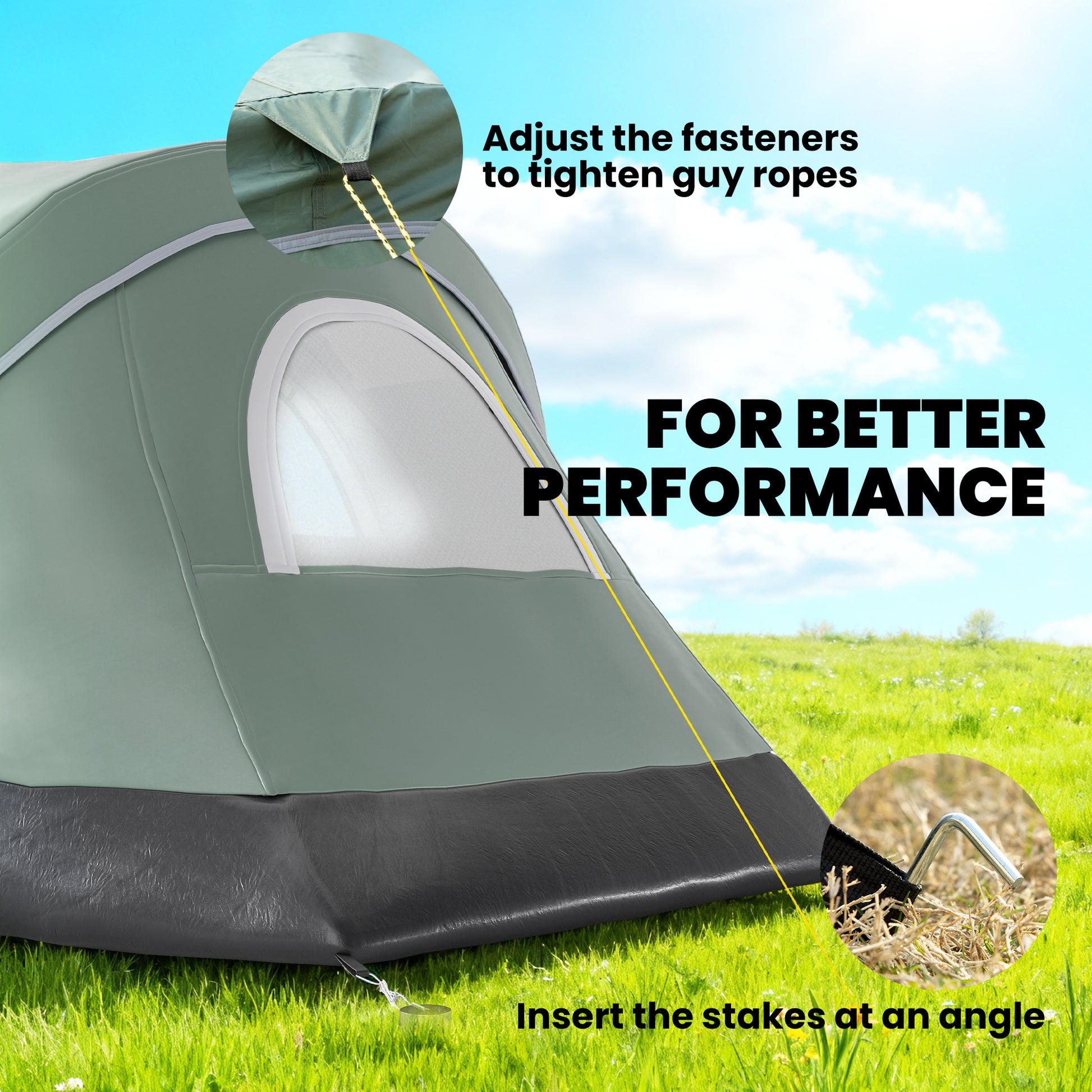 5-6 Person Family Tent, Outdoor Camping Tent with Lighting Hook, Carrying Bag for Camping, Hiking and Travelling, Green