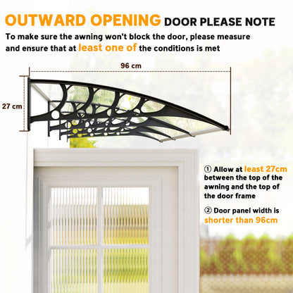Awning Door Canopy, 119.3" x 37.8", Polycarbonate Front Door Outdoor Patio Cover for UV Protection, Clear