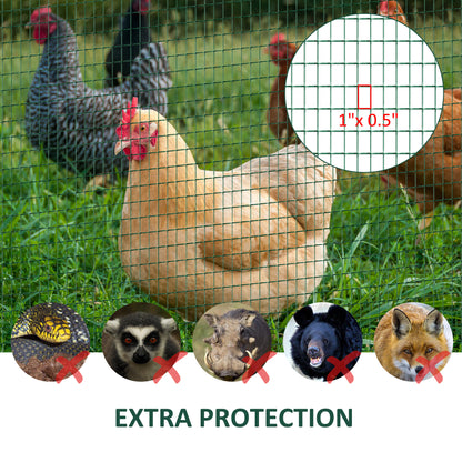 Chicken Wire Fencing 98' x 3', 1" x 0.5" Rectangle Chicken Wire for Crafts Garden Poultry, Metal Hardware Cloth Netting for Chicken Coops, Rabbit Cage, Dark Green