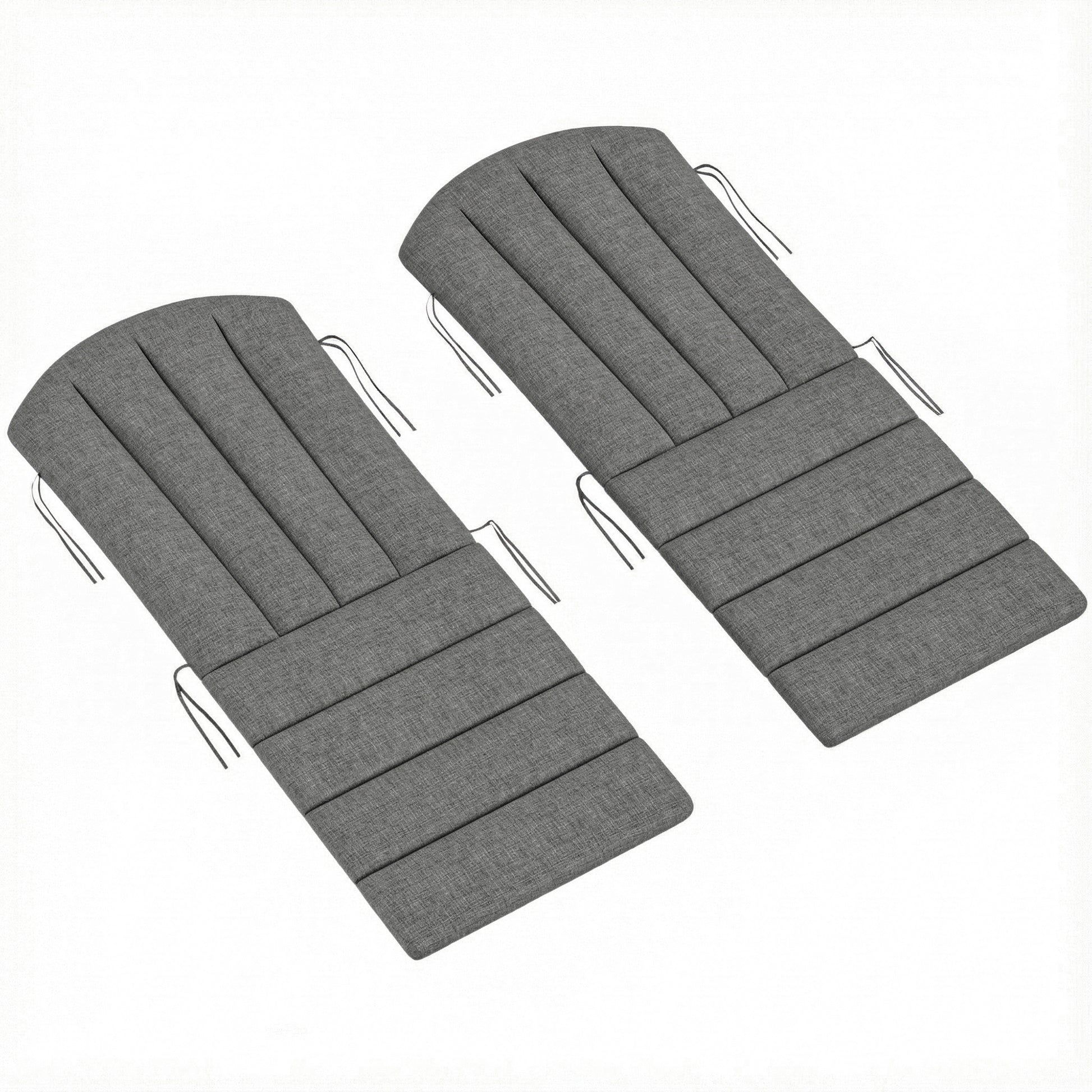 Set of 2 Patio Chair Cushions, High Back Adirondack Chair Cushion with Ties, High-Density Foam, Dark Grey