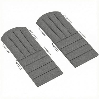 Set of 2 Patio Chair Cushions, High Back Adirondack Chair Cushion with Ties, High-Density Foam, Dark Grey