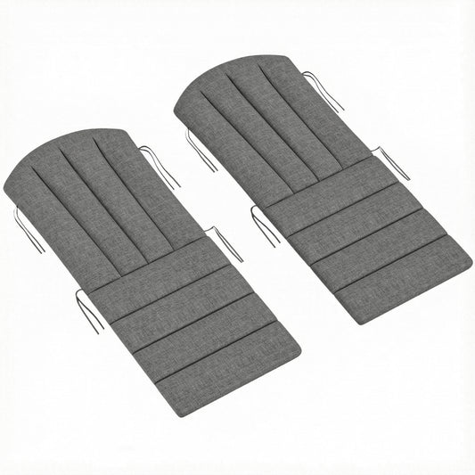 Set of 2 Patio Chair Cushions, High Back Adirondack Chair Cushion with Ties, High-Density Foam, Dark Grey