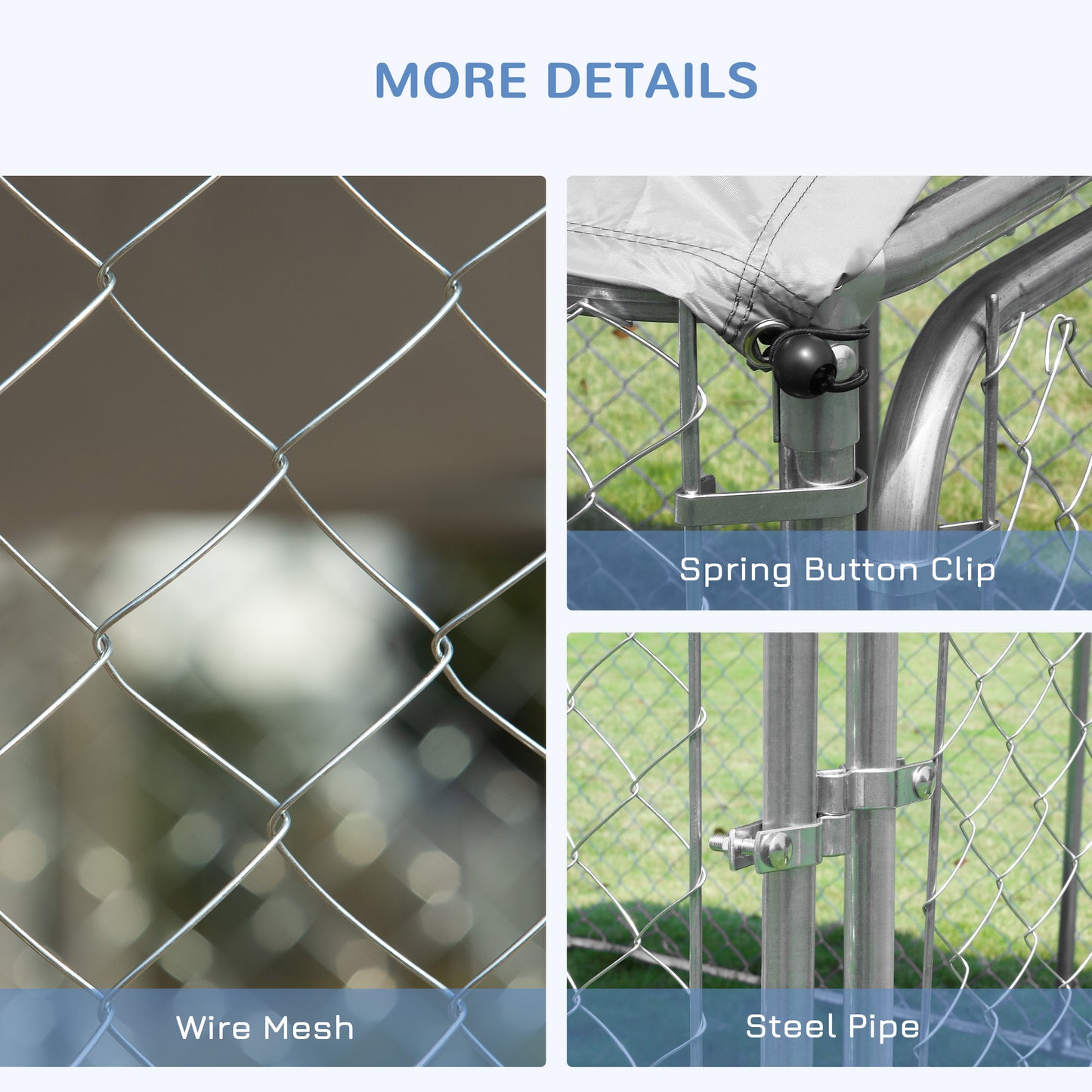 Outdoor Dog Kennel with Roof, Dog Run with Waterproof & UV-Resistant Cover, Secure Lock, for Backyard & Patio, 7.5' x 7.5' x 5.7'