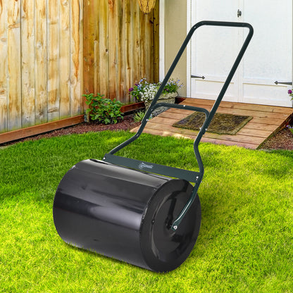 20" Push/Tow Behind Lawn Roller, Heavy Duty Sod Drum Roller Filled with 16 Gal Water/Sand, Grass Flattener for Yard, Patio, Park, Black