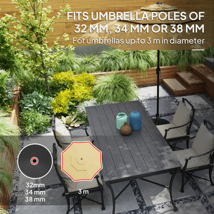 Round Plastic Patio Umbrella Base Parasol Holder Outdoor Umbrella Stand, Filled Up to 62lbs with Sand or 51lbs with Water for Garden, Poolside, Black
