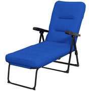 Outdoor Lounge Chair with Padded Cushion, Folding Reclining Patio Garden Chair with Recline Back, Footrest, for Poolside, Patio, Blue
