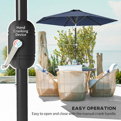 Patio Sun Umbrella, Outdoor Parasol with 6 Ribs, Blue
