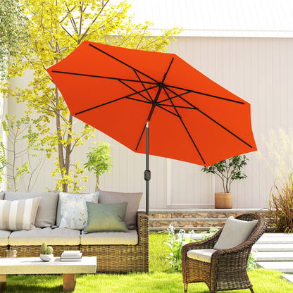 10' x 8' Round Market Umbrella, Patio Umbrella with Crank Handle and Tilt, Outdoor Parasol for Garden, Orange