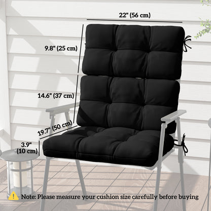 2-Piece Back Seat Cushion Replacement, Outdoor Patio Chair Cushions Set with Ties, Button Tufted, Black