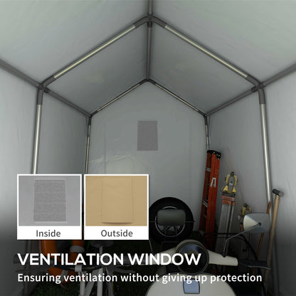 7' x 12' Outdoor Storage Shed Portable Garage with Roll-up Door for Motorcycle, Bike, Garden Tools, Beige