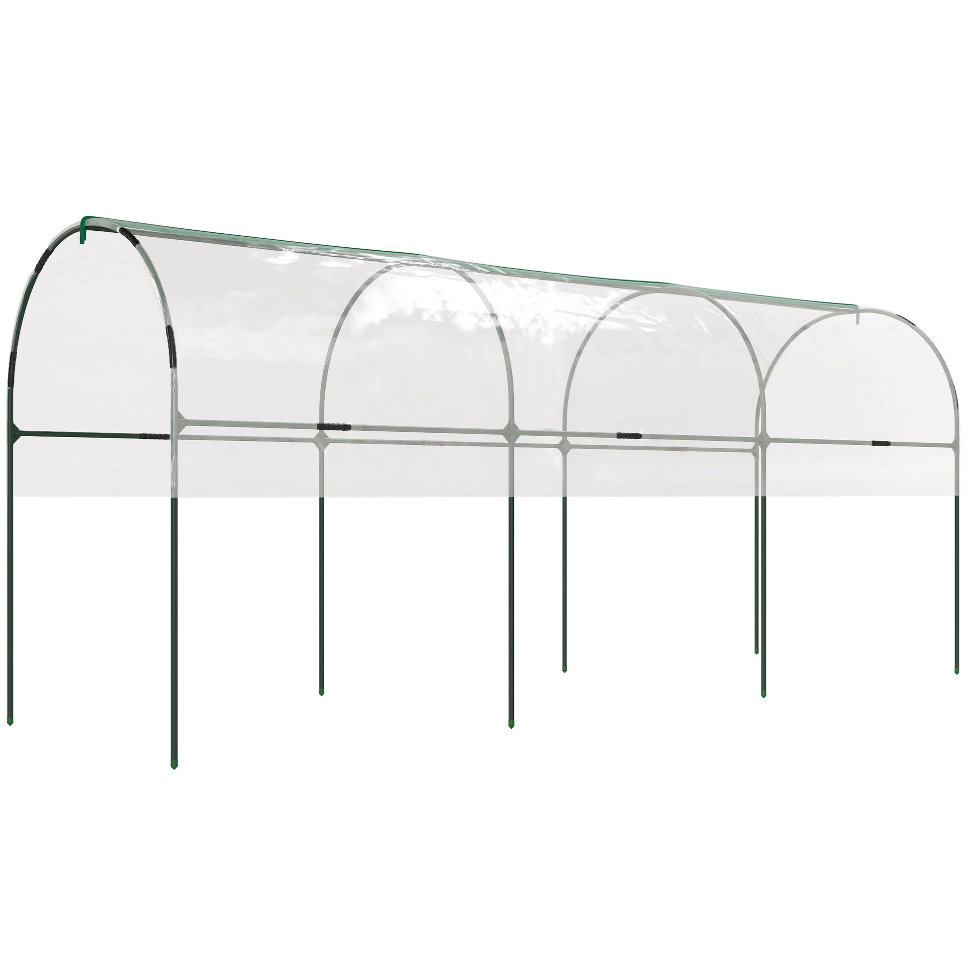 Tunnel Tomato Greenhouse with 4 Hoops and Top Tap, Pointed Bottom and Guy Ropes, 157.5" x 47.2" x 66.9", Clear