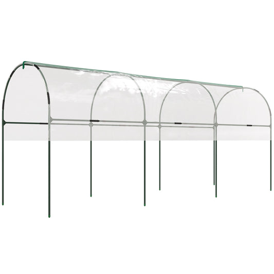 Tunnel Tomato Greenhouse with 4 Hoops and Top Tap, Pointed Bottom and Guy Ropes, 157.5" x 47.2" x 66.9", Clear