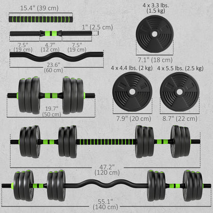 Soozier Adjustable Dumbbell Set, 3 in 1 Weights Dumbbells Set for Home Gym, 55lb Free Weights with Connector and Non-Slip Grip