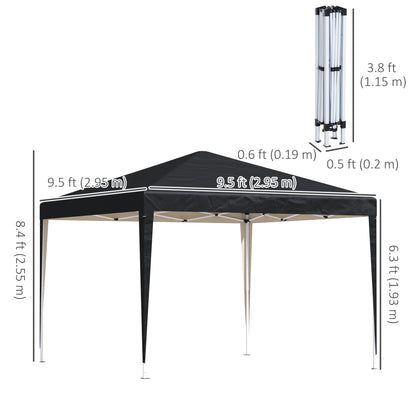 10 x 10ft Folding Pop Up Tent Outdoor Gazebo Canopy with Carrying Bag, Black