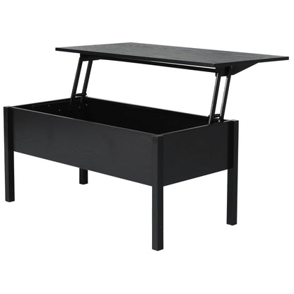 39" Modern Lift Top Coffee Table with Hidden Storage Compartment, Center Table for Living Room, Black