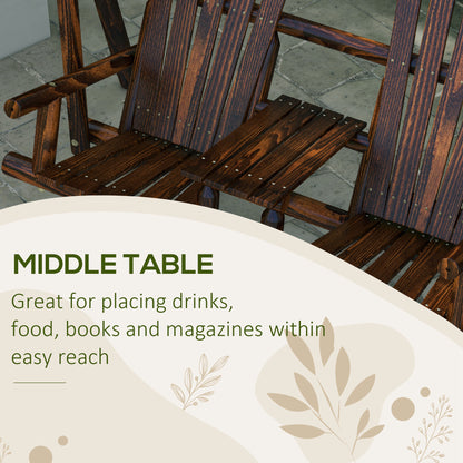 Wooden 2-Seat A-Frame Porch Swing Rustic Patio Bench Outdoor Furniture w/ Table