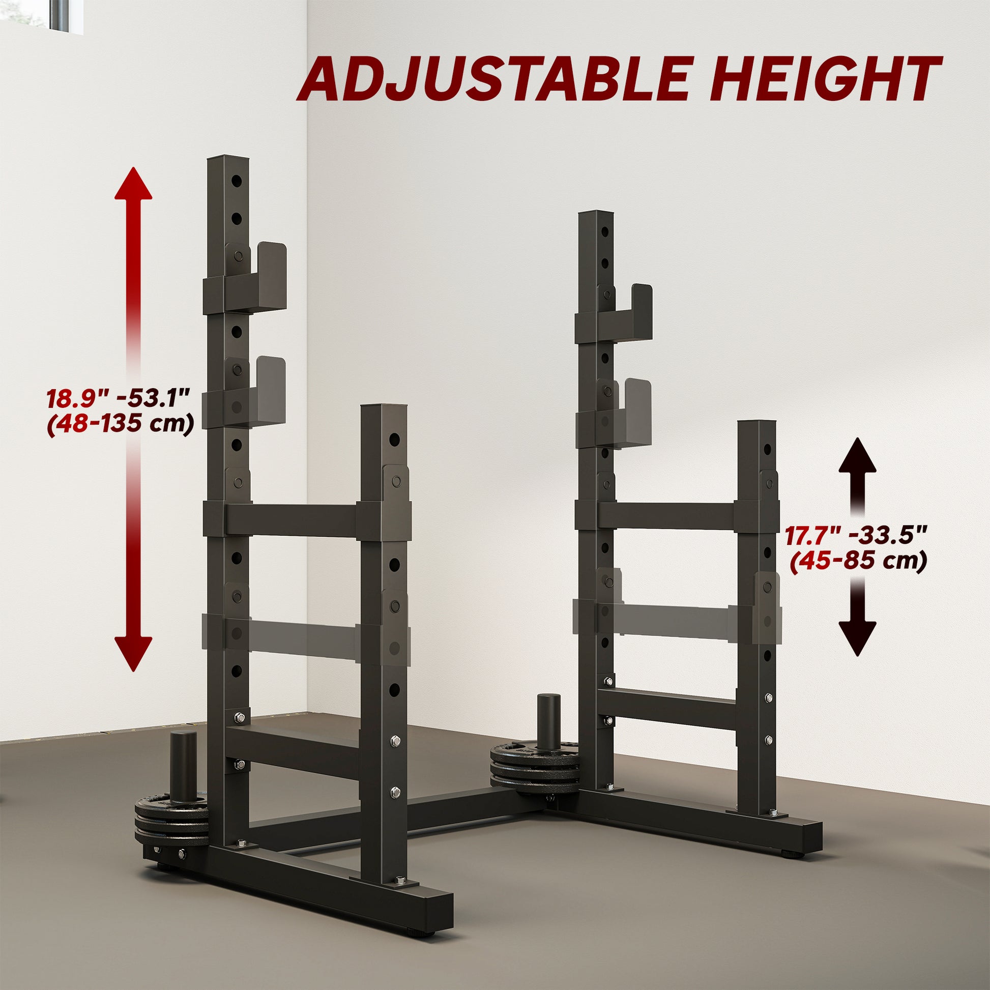Soozier Adjustable Squat Rack, 660 lbs Multi-Function Barbell Rack for Weight Lifting and Home Gym Strength Training, Black