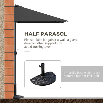 8ft Half Round Umbrella Outdoor Balcony Parasol Patio Garden Outdoor Window Sun Shade w/ 5 Ribs