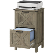 Vertical Filing Cabinet with 2 Drawers, Rustic Farmhouse Office Storage Cabinet for A4, Letter Size, Grey Wash