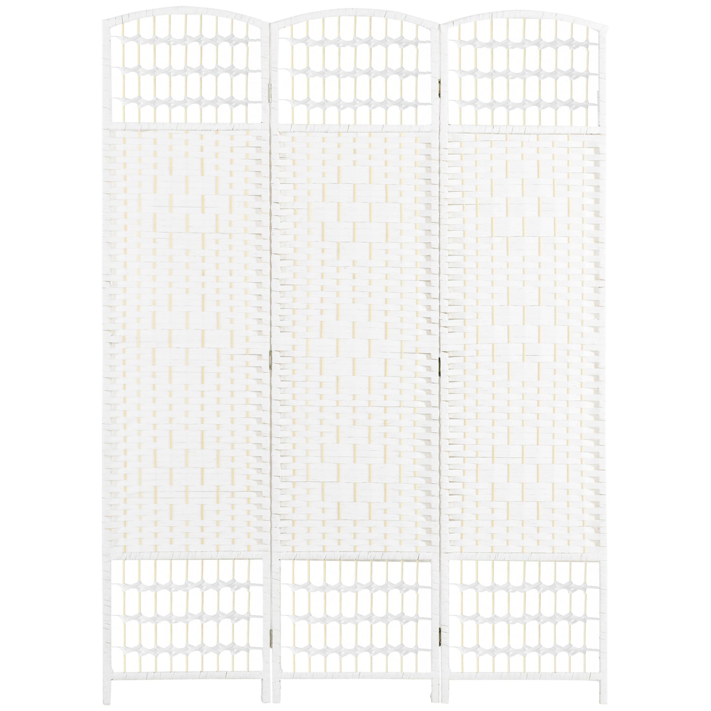 3 Panel Folding Room Divider, Portable Privacy Screen, Wave Fiber Room Partition for Home Office, White