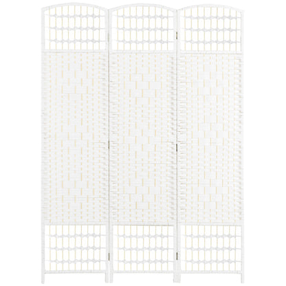 3 Panel Folding Room Divider, Portable Privacy Screen, Wave Fiber Room Partition for Home Office, White