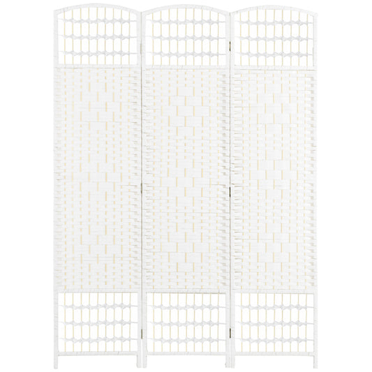 3 Panel Folding Room Divider, Portable Privacy Screen, Wave Fiber Room Partition for Home Office, White