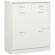 Narrow Shoe Storage with 2 Flip Drawers and Adjustable Shelves Shoe Cabinet Organizer for 12 Pairs of Shoes, White