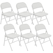 Set of 6 Metal Foldable Chairs, PU Leather Padded Folding Chairs with Cushion Seat and Open Back for Indoor, White